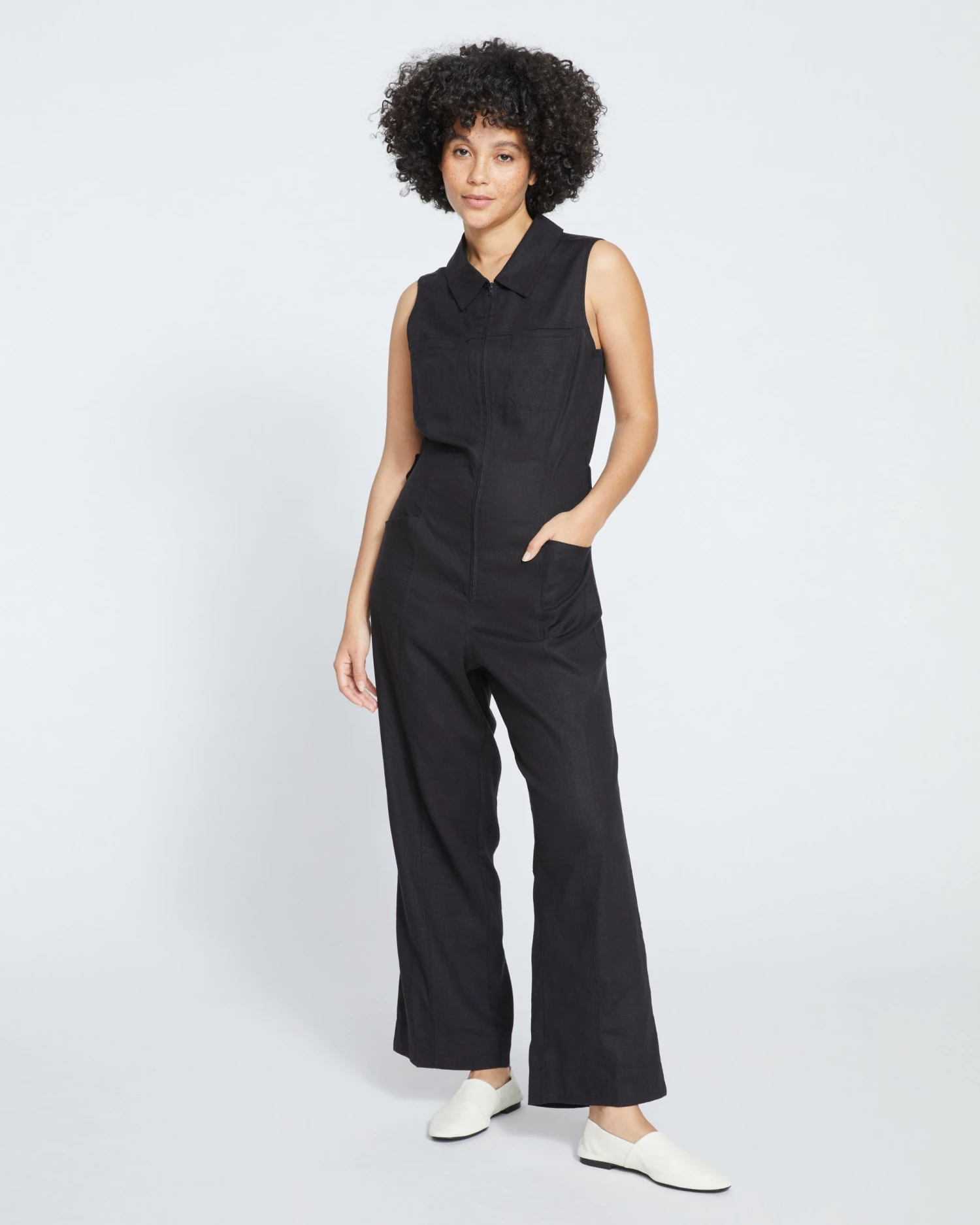 Boardwalk Linen Jumpsuit - Black - Image 2