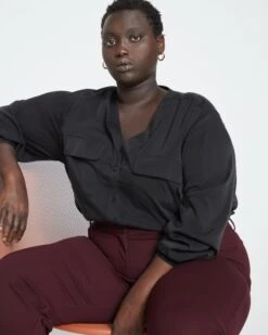 Etta Straight Ponte Pants - Black Cherry