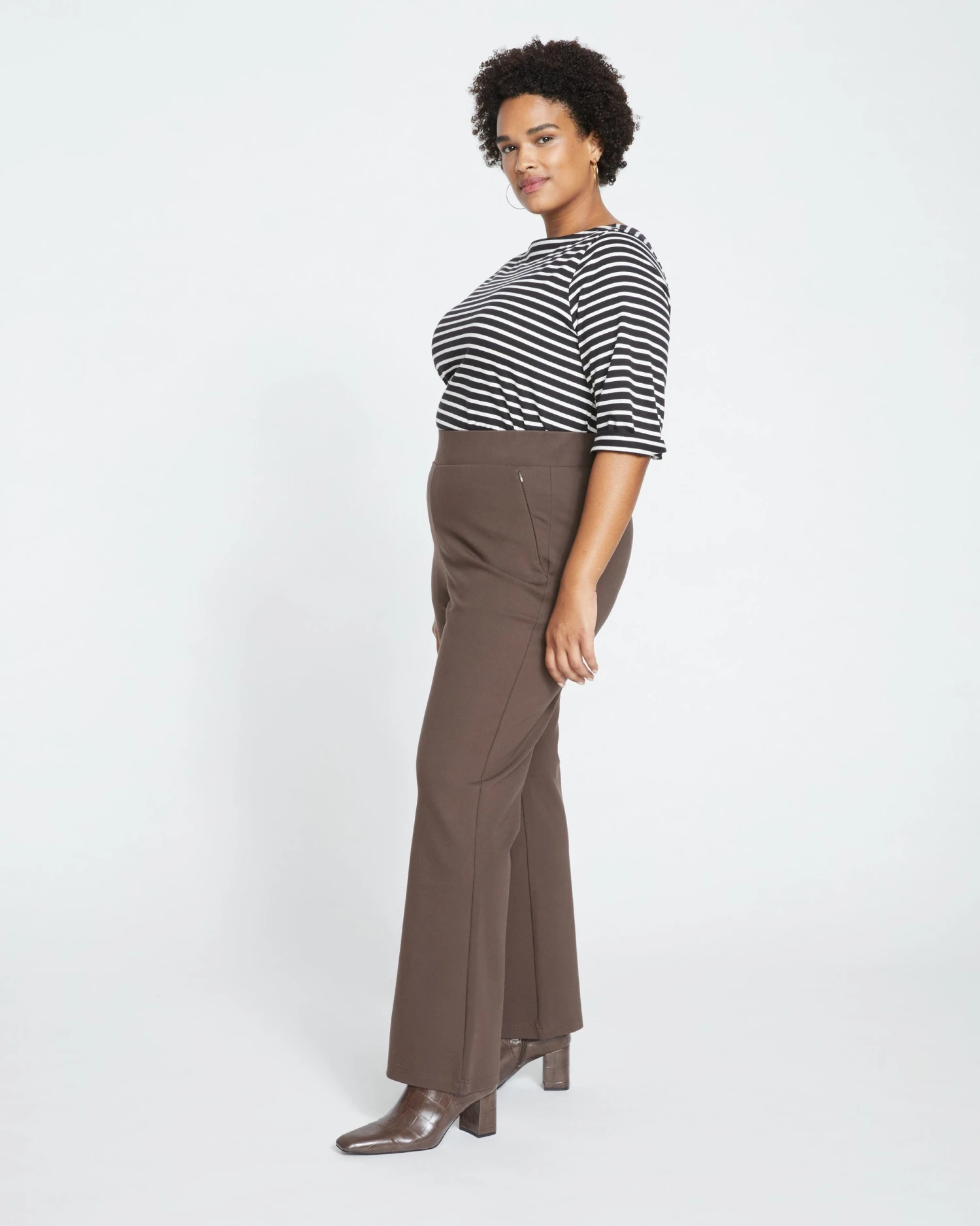 Pull On Bootcut Ponte Pants - Earth - Image 3