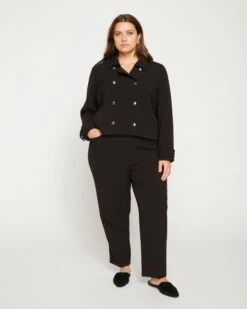 Tailored Pull On Straight Leg Pants - Black