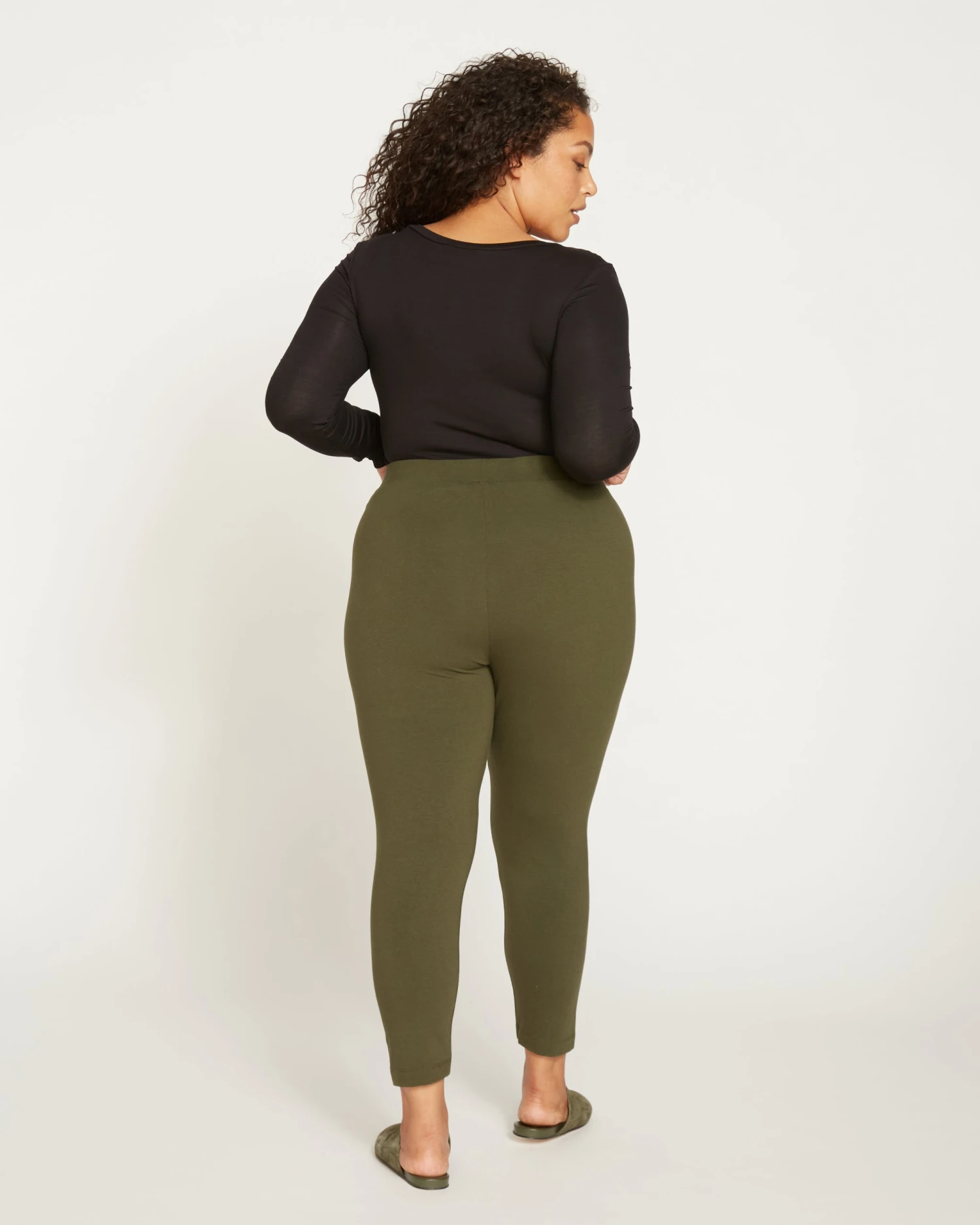 Roya Cropped Leggings 23 Inch - Olive - Image 4