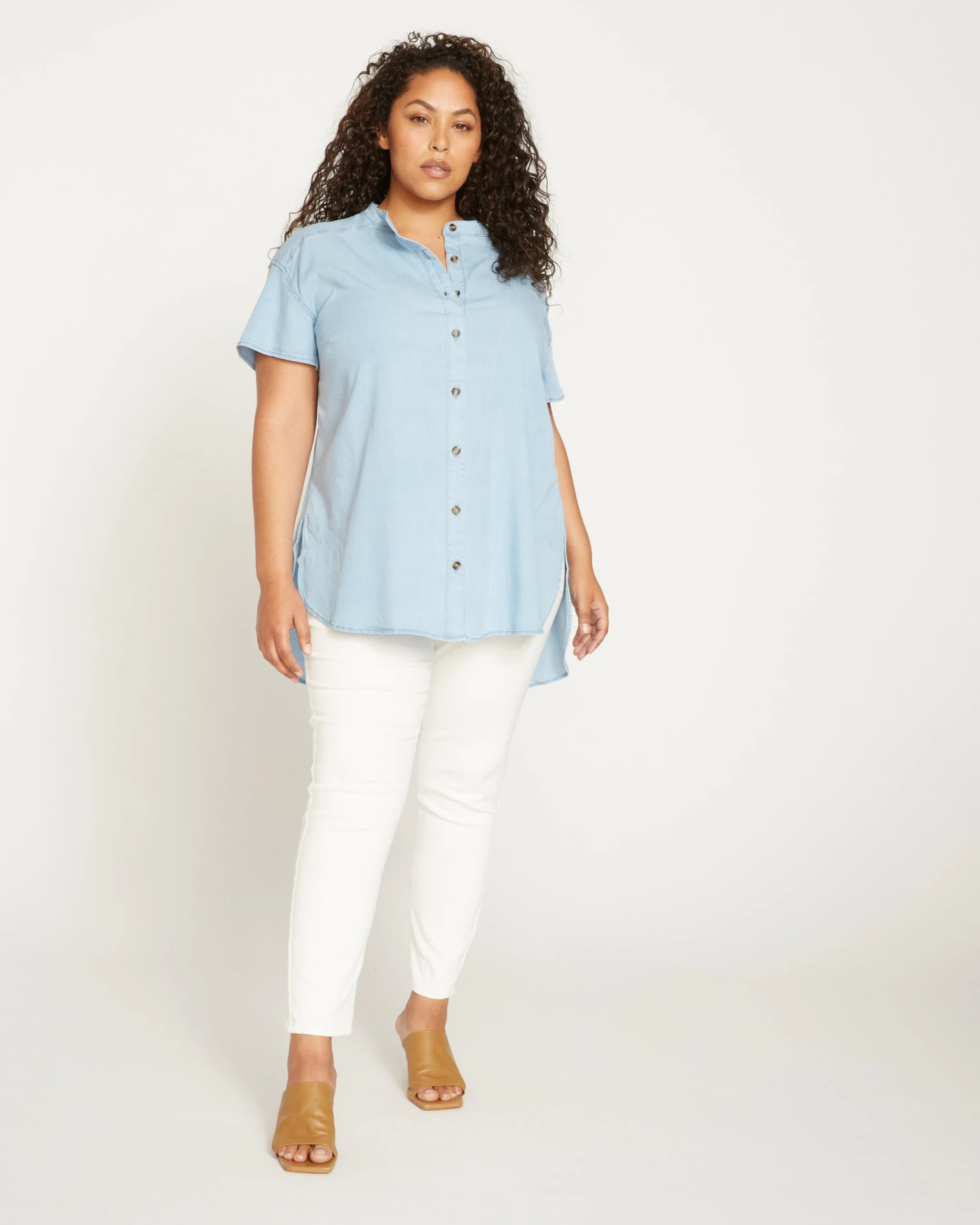 Perfect Chambray Short Sleeve Shirt - Morning Blue