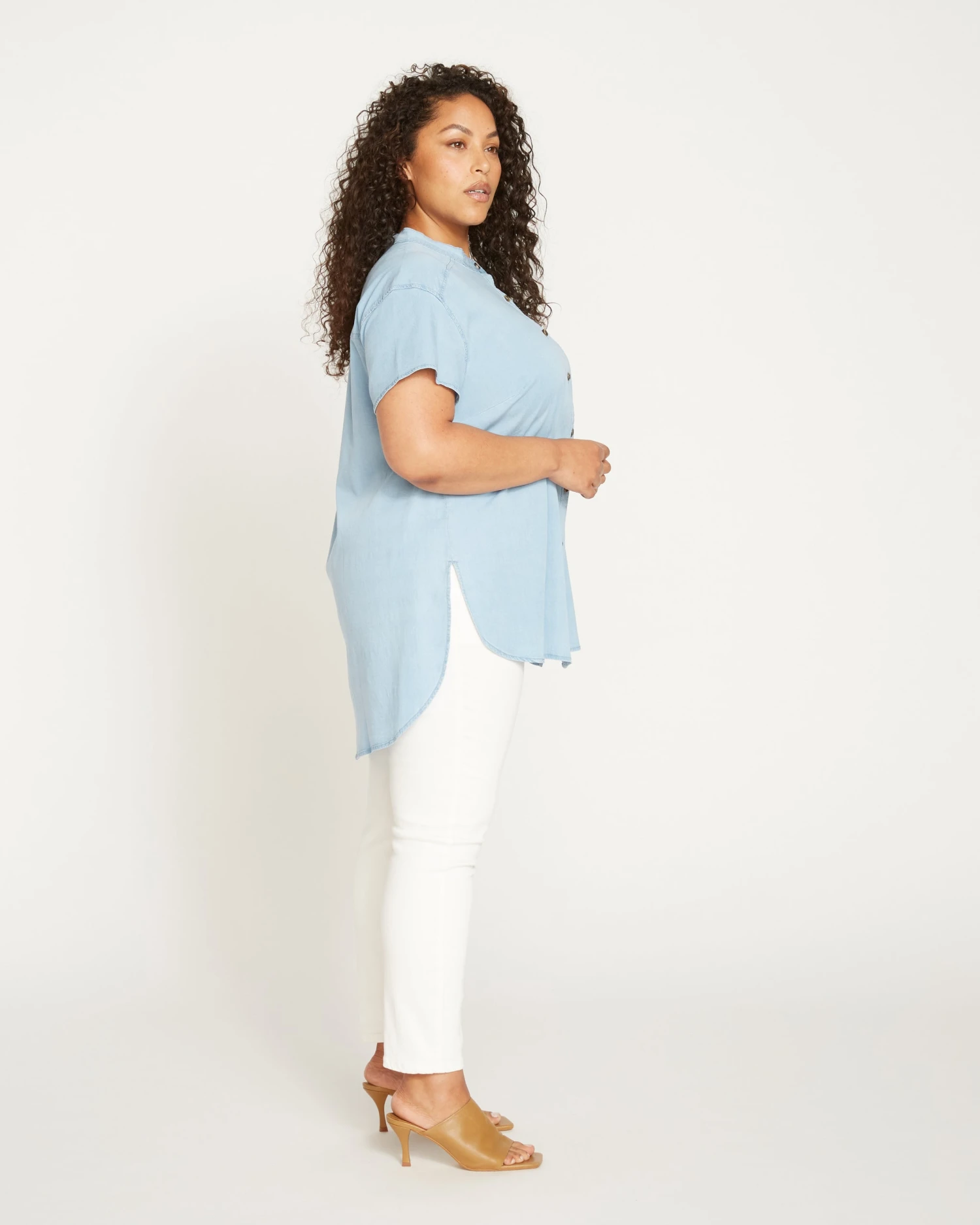Perfect Chambray Short Sleeve Shirt - Morning Blue - Image 3