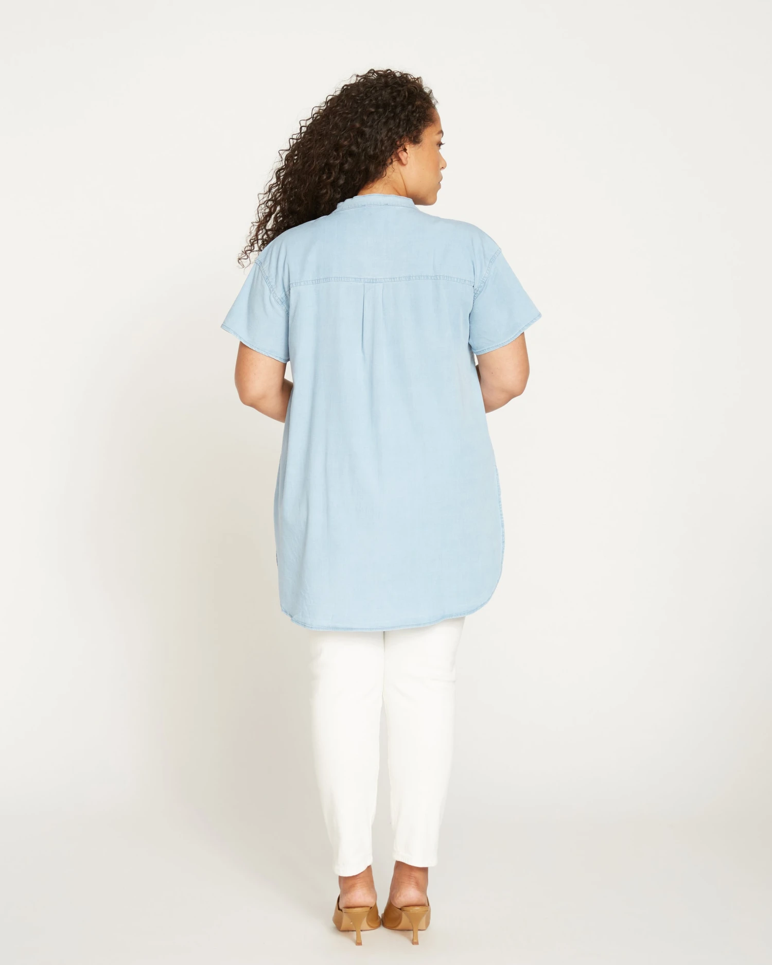 Perfect Chambray Short Sleeve Shirt - Morning Blue - Image 4