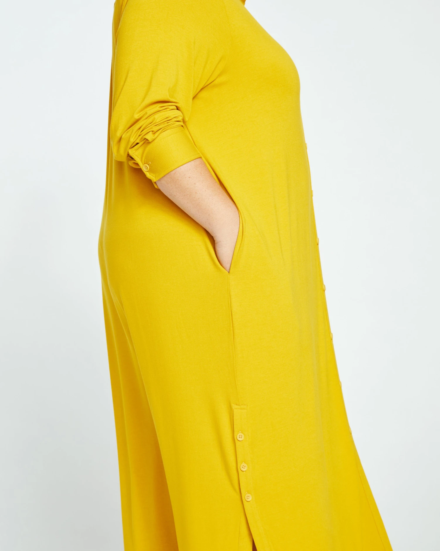 Sally Liquid Jersey Shirt Dress - Brass - Image 2