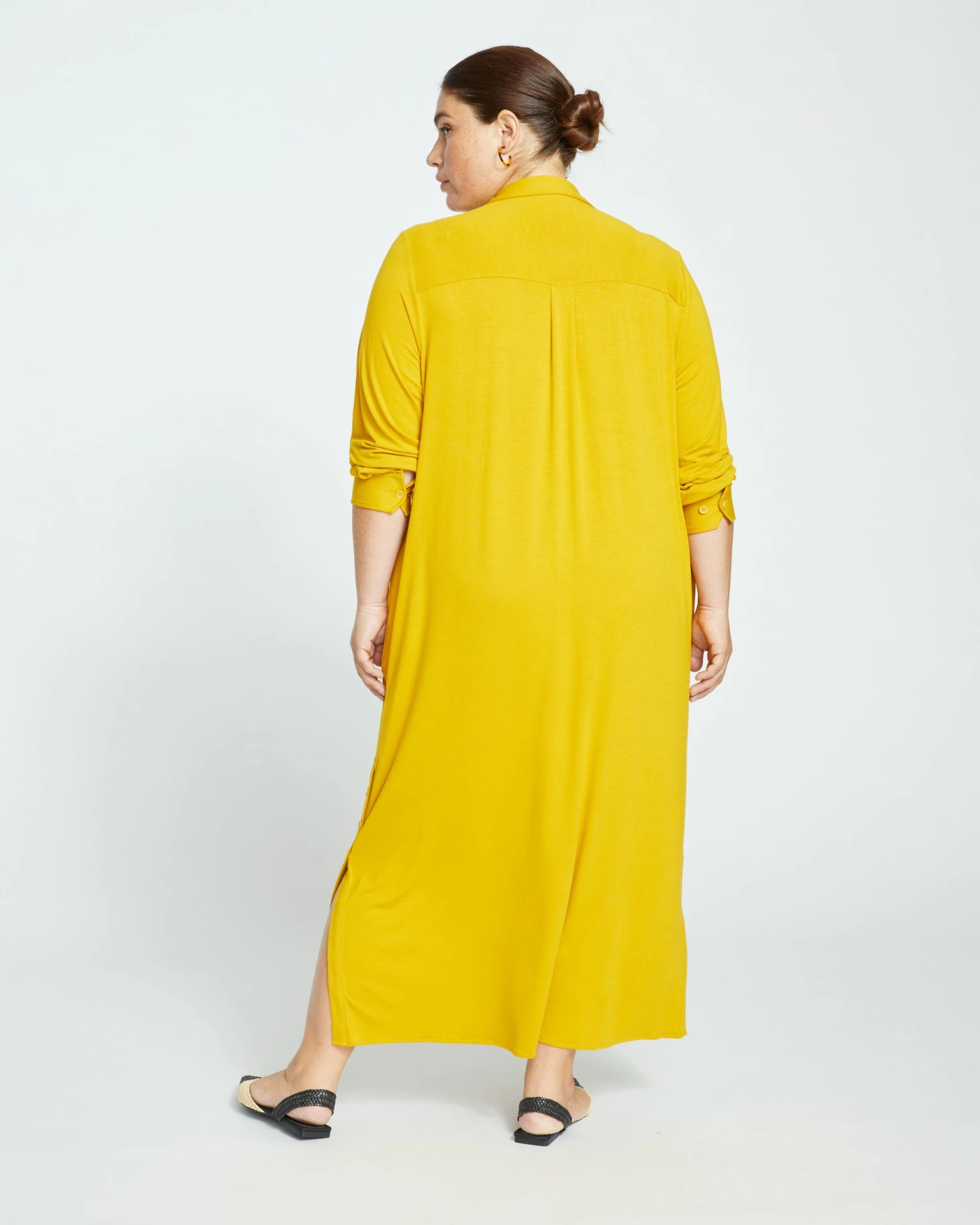Sally Liquid Jersey Shirt Dress - Brass - Image 4