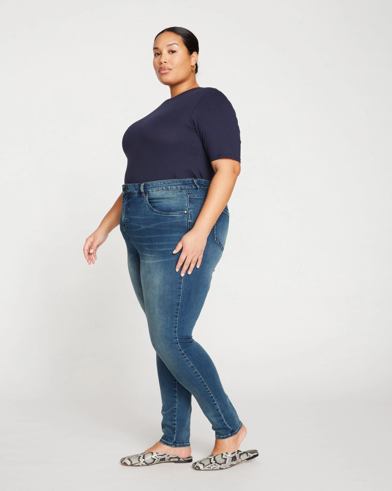 Seine High Rise Skinny Jeans 32 Inch - Distressed Blue - Image 3