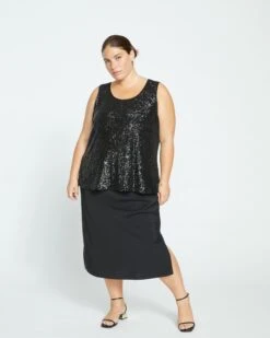 Zelda Sequin Tank - Black