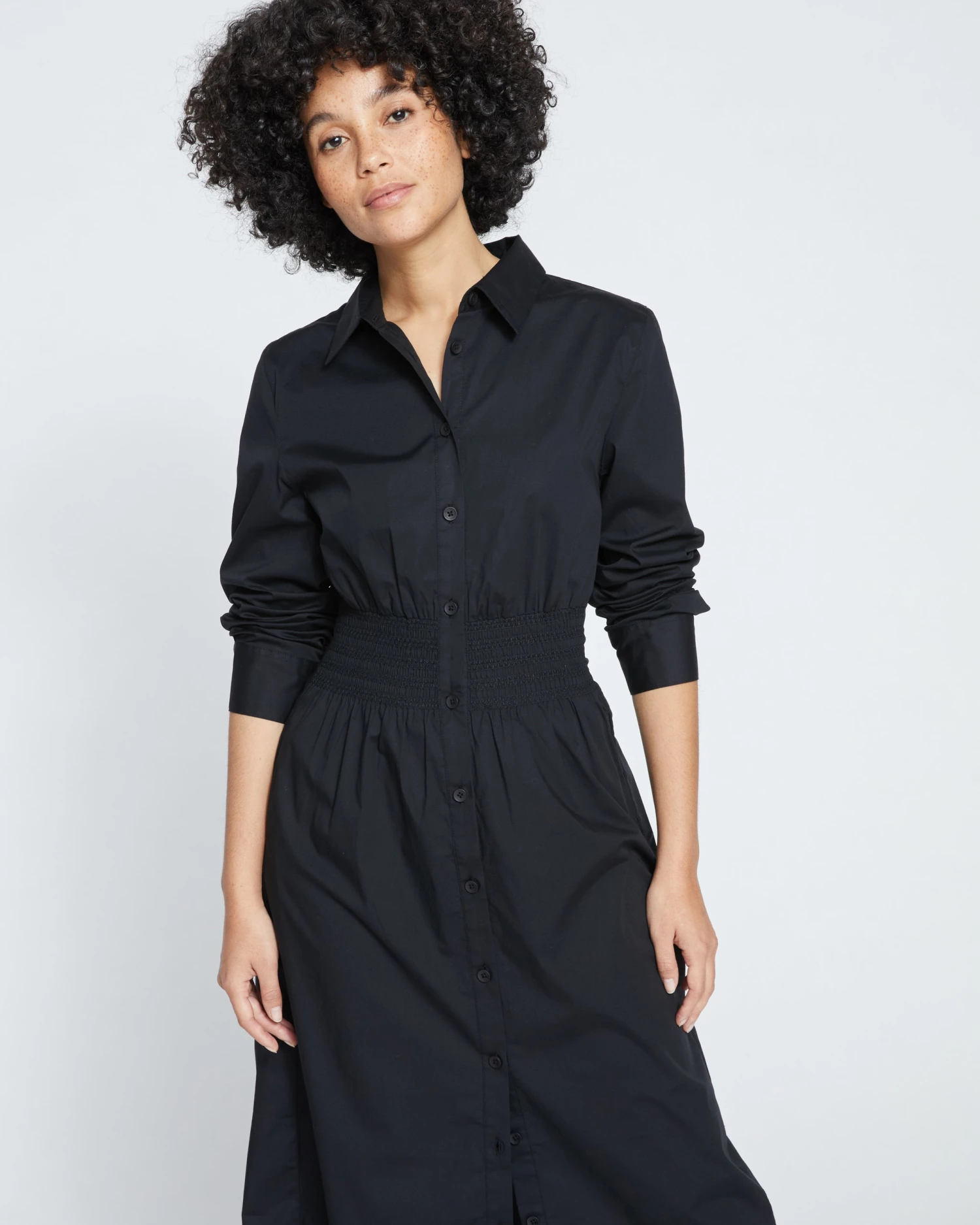 Hamptons Smocked Shirtdress - Black - Image 2