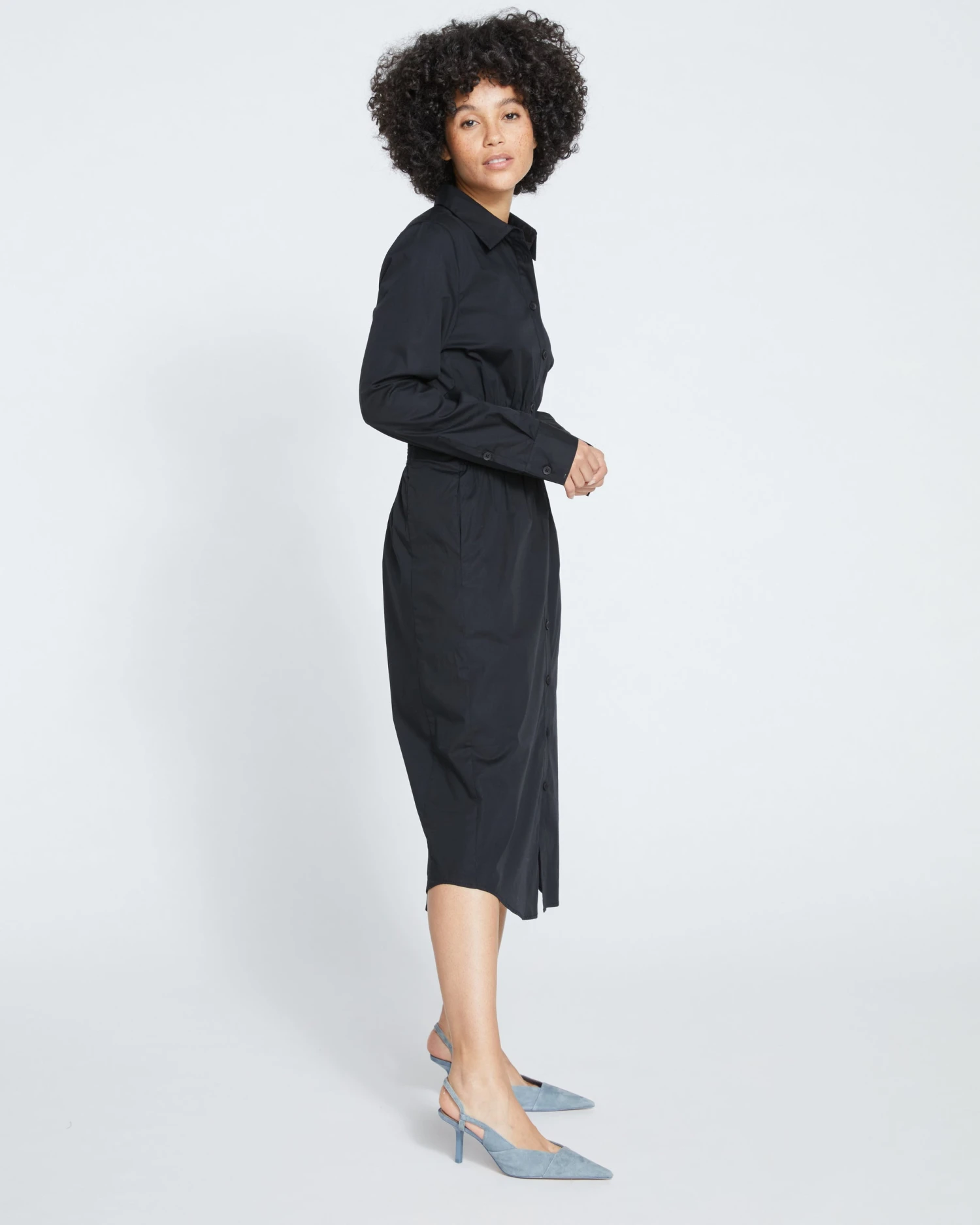 Hamptons Smocked Shirtdress - Black - Image 3