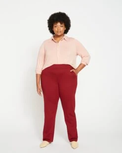 Smart Signature Ponte Pants Long - Red