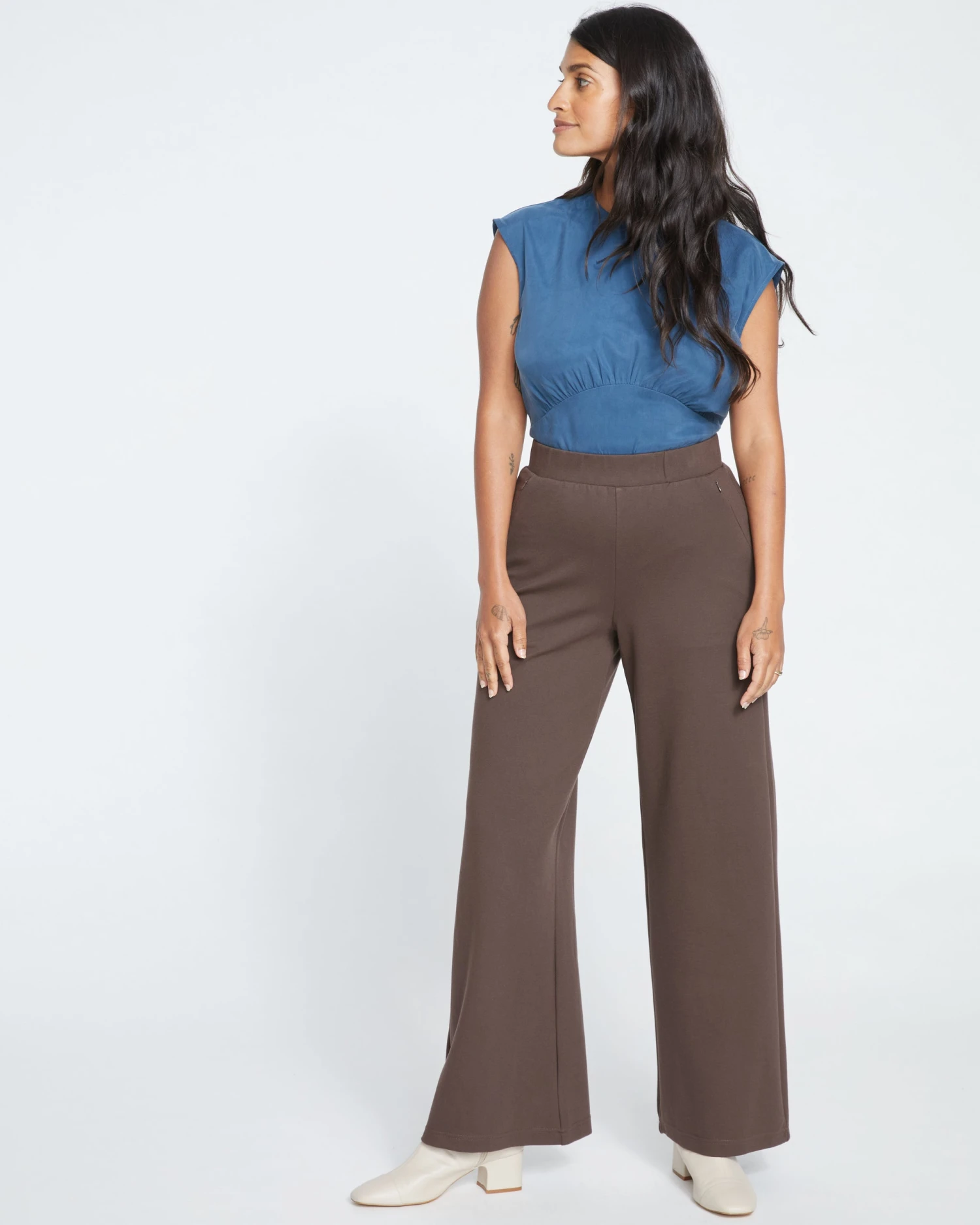 Stephanie Wide Leg Ponte Pants - Earth