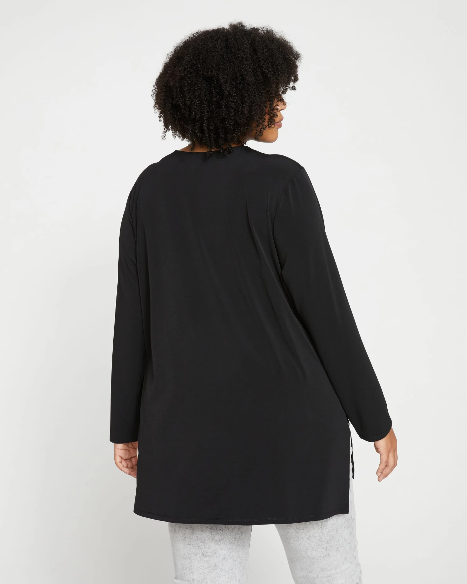Velvety-Cool Jersey Column Tunic - Black - Image 4
