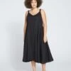Sunshower Flowy Linen Dress - Black