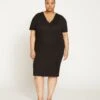 Teresa Liquid Jersey V-Neck Dress - Black