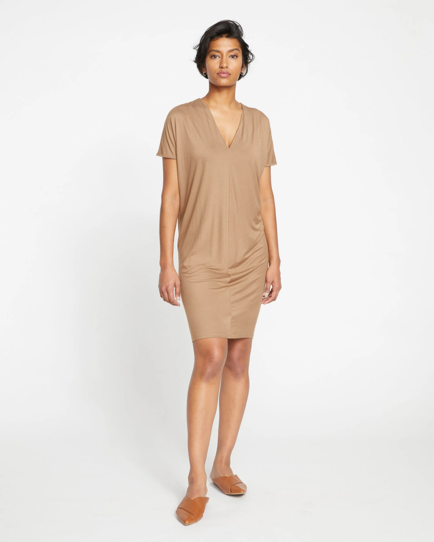 Teresa Liquid Jersey V-Neck Dress - Malt Ball