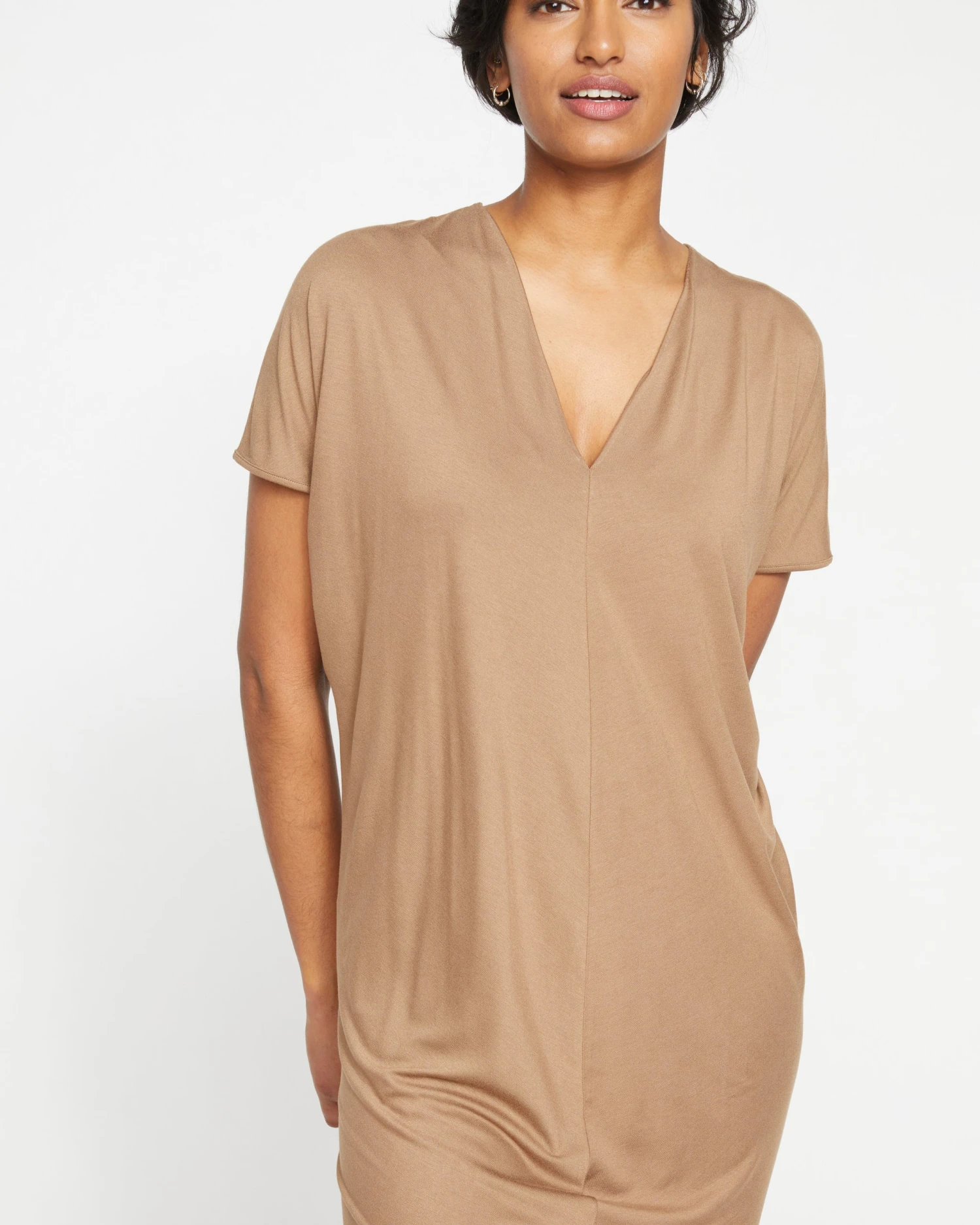 Teresa Liquid Jersey V-Neck Dress - Malt Ball - Image 2