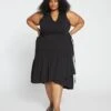 Tiered Twirl Wrap Dress - Black