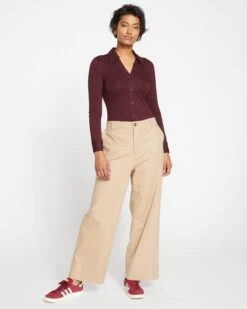 Carol High Rise Stretch Twill Pants - Khaki
