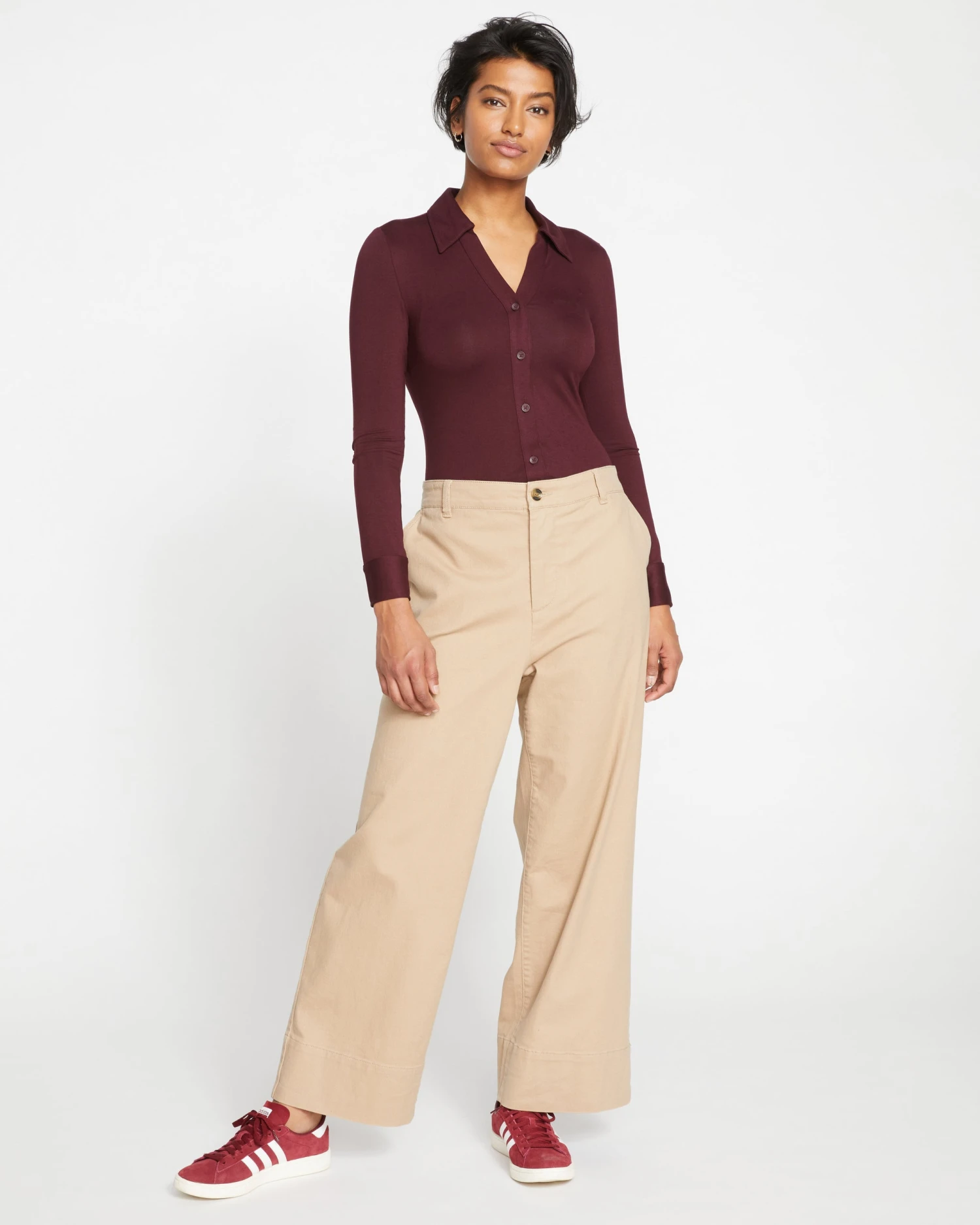Carol High Rise Stretch Twill Pants - Khaki