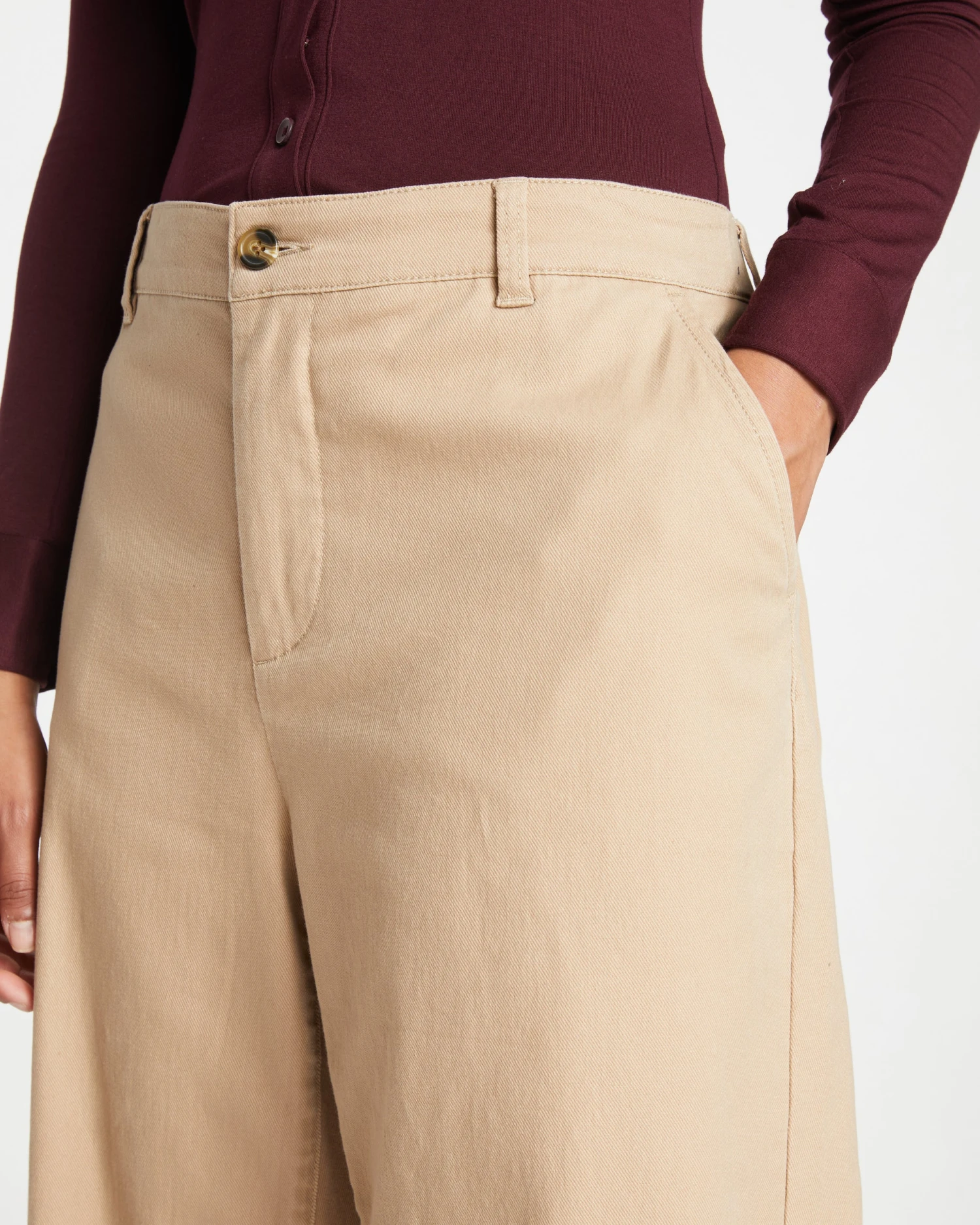 Carol High Rise Stretch Twill Pants - Khaki - Image 2