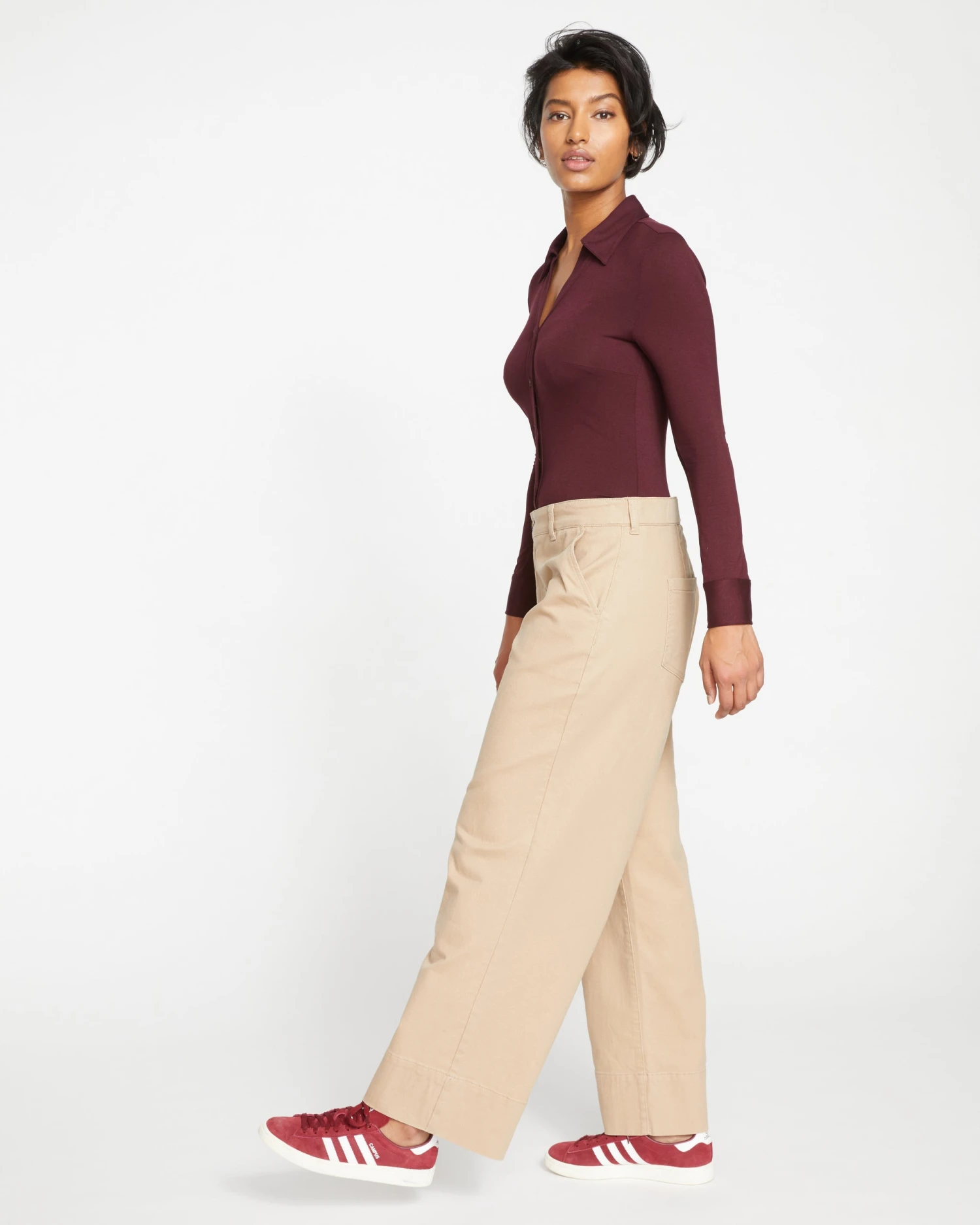 Carol High Rise Stretch Twill Pants - Khaki - Image 3