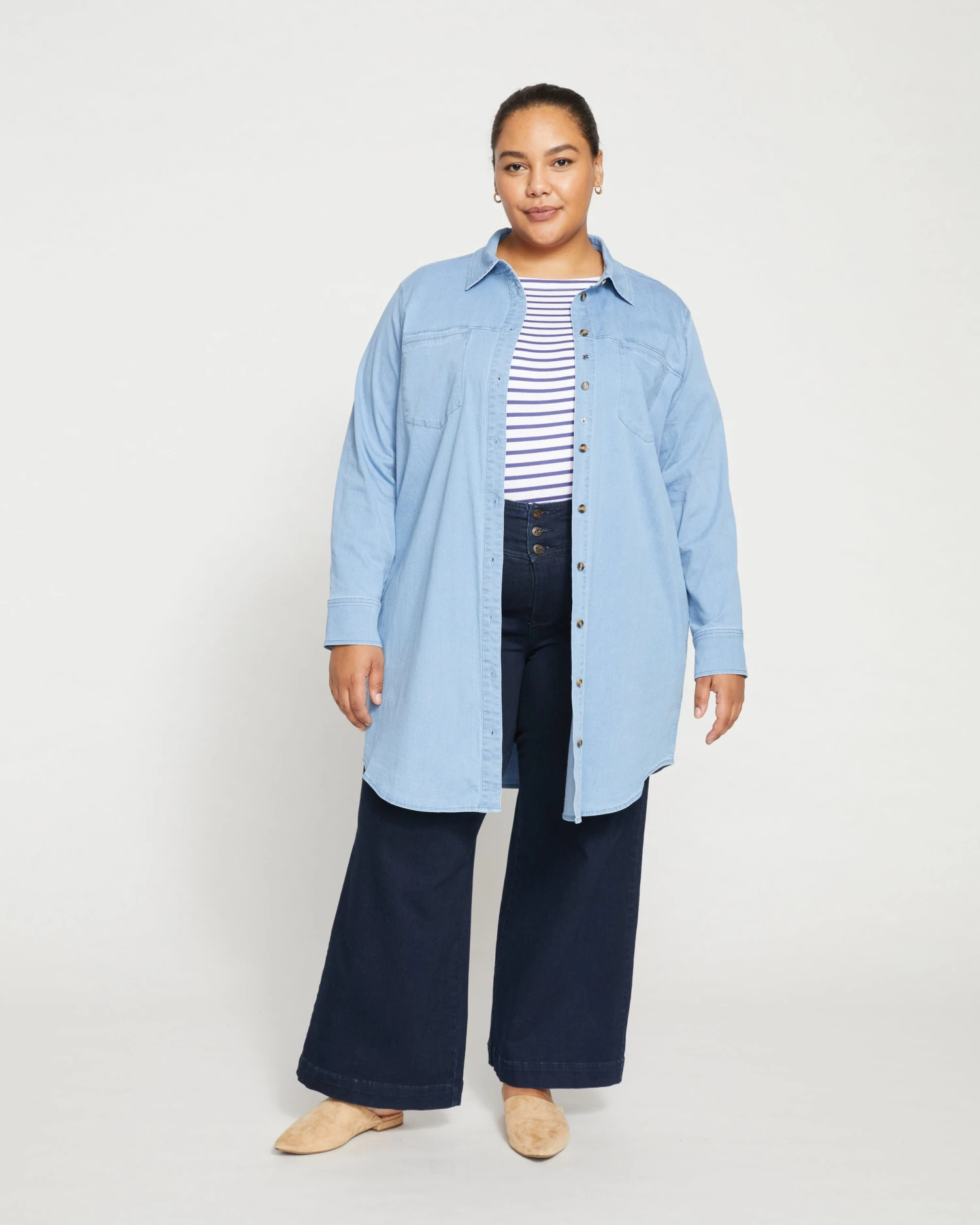 Workwear Denim Tunic - Chambray Blue