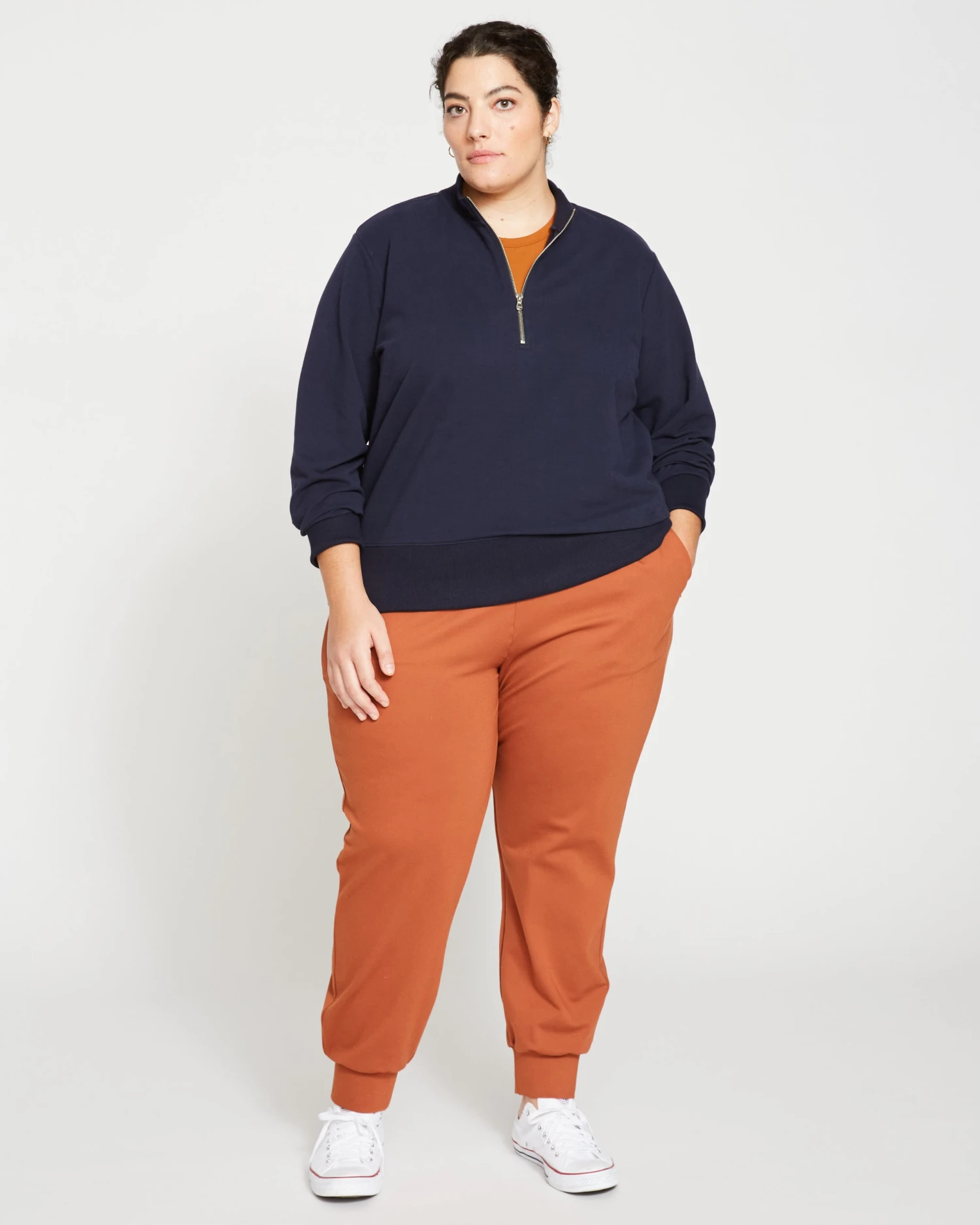 Zoe Half Zip Funnel Neck Pullover - Midnight - Image 2