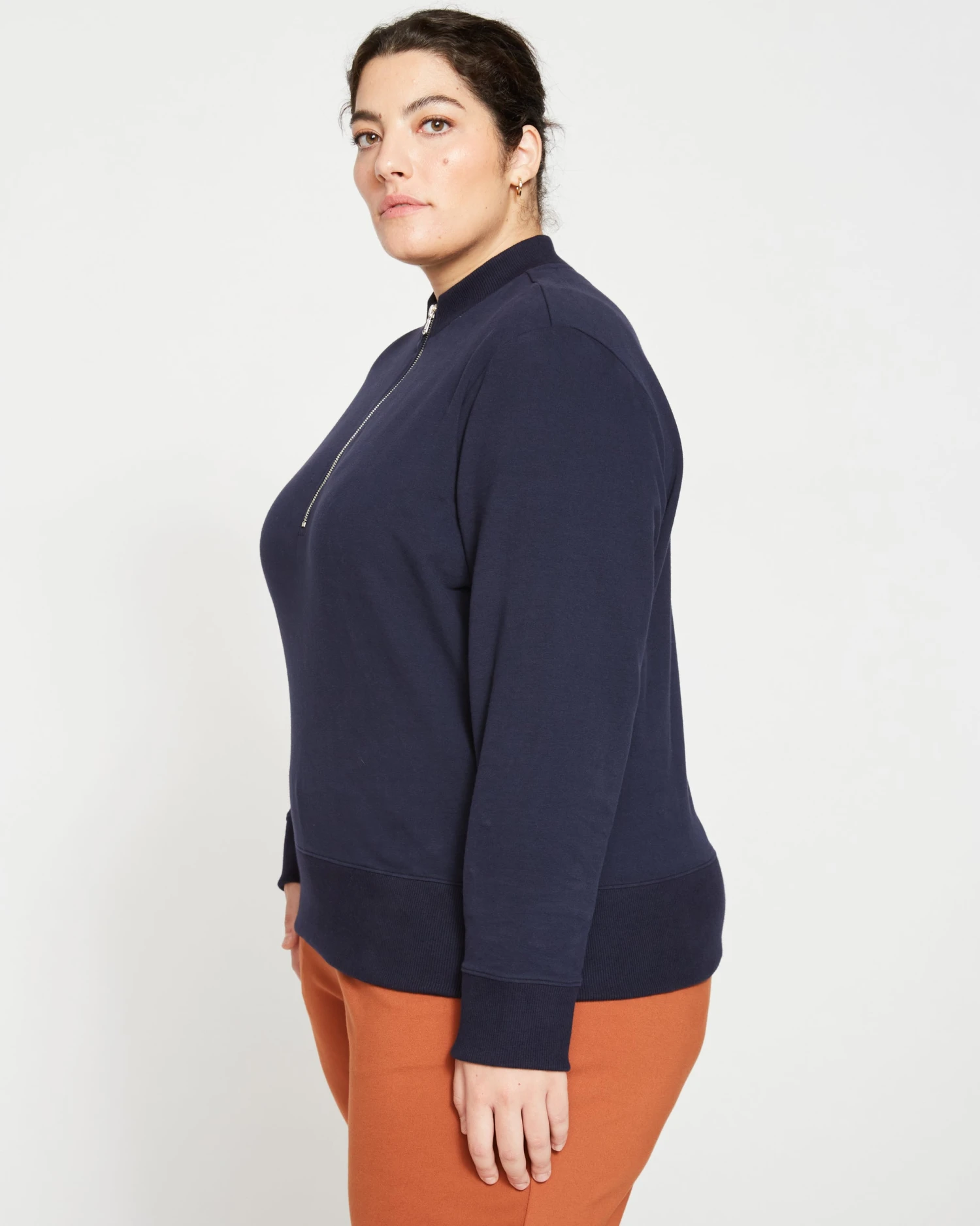 Zoe Half Zip Funnel Neck Pullover - Midnight - Image 3